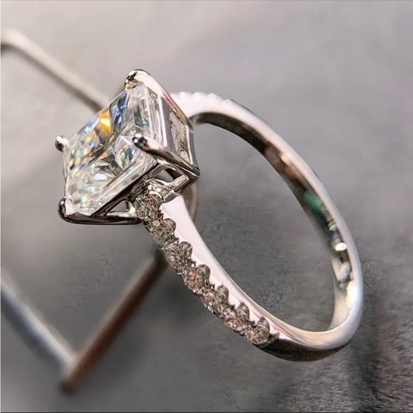 SOLD Certified 1ct t.w. Radiant Cut Moissanite Engagement Wedding Ring NEW - Picture 2 of 14